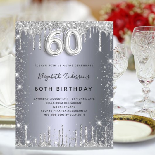 Papier Budget 60e anniversaire parties scintillant argent