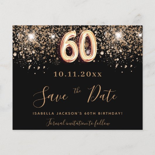 Papier Budget 60e anniversaire parties scintillant noire (Devant)