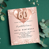 Papier Budget 60e anniversaire rose invitation ballons d'