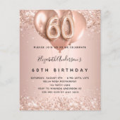 Papier Budget 60e anniversaire rose invitation ballons d' (Devant)