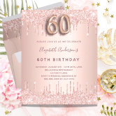 Invitation 60e anniversaire rose ballon d'or glamour