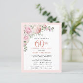 Papier Budget 60e anniversaire Surprise Party rose Floral (Debout devant)