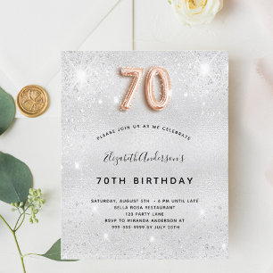 Papier Budget 70e anniversaire argent rose or invitation