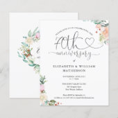 Papier Budget 70e Anniversaire Coeur Floral Invitation (Devant / Derrière)
