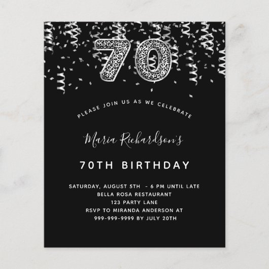 Papier Budget 70e anniversaire de la fête léopard noir ar (Devant)