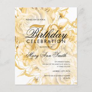 Papier Budget 70e anniversaire Floral Invitation or
