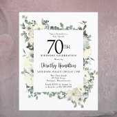 Papier Budget 70e anniversaire Invitation florale blanche
