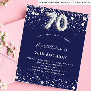 Papier Budget 70e anniversaire marine bleu argent invitat