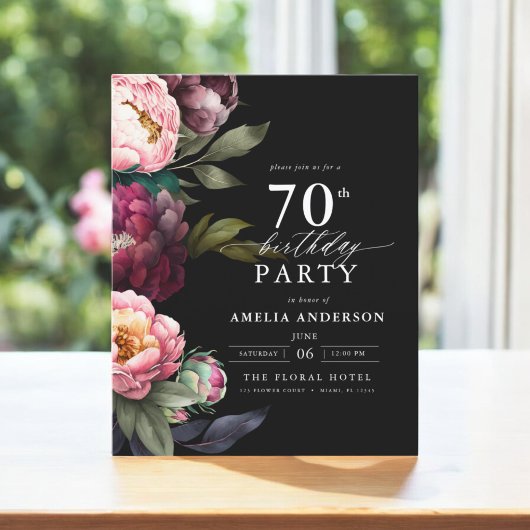 Papier Budget 70e anniversaire Moody Floral Invitation