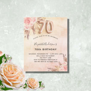 Papier Budget 70e anniversaire pampas herbe invitation ro
