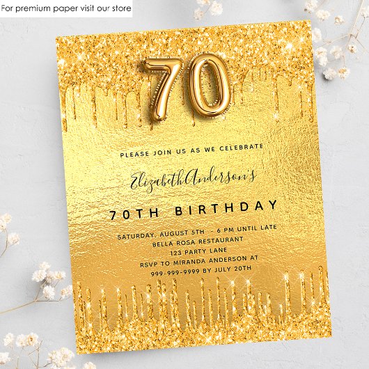 Papier Budget 70e anniversaire parties scintillant d'or i