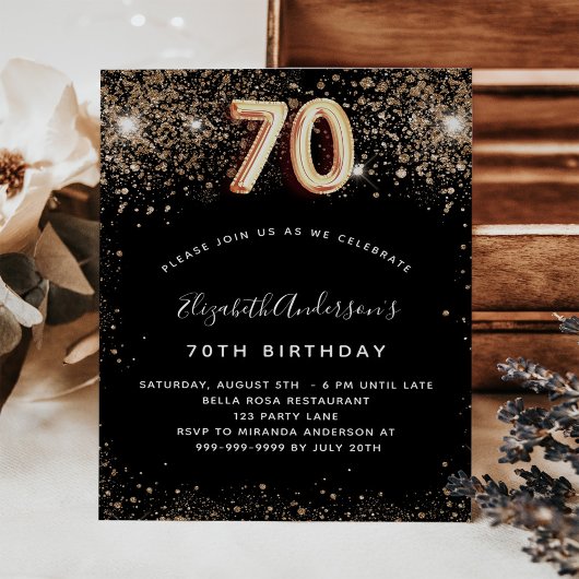 Papier Budget 70e anniversaire parties scintillant en or