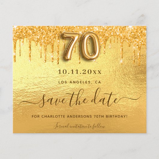 Papier Budget 70e anniversaire parties scintillant or enr (Devant)