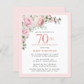 Papier Budget 70e Anniversaire Surprise Invitation rose (Devant / Derrière)