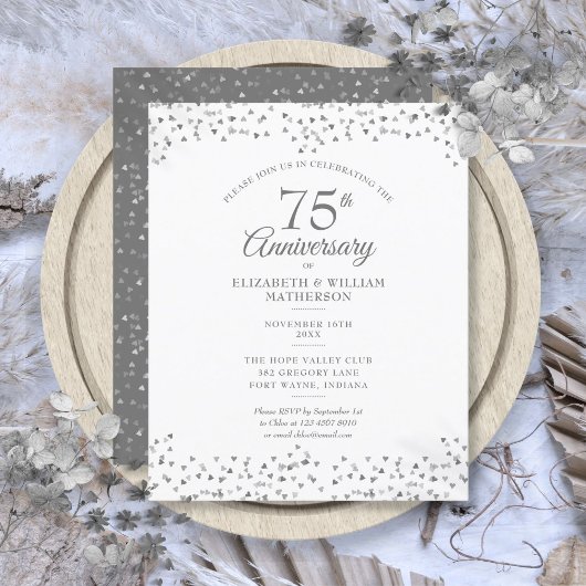 Papier Budget 75e anniversaire du Mariage Coeurs Invitati