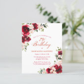 Papier BUDGET 75th Birthday Red Pink Rose Invitation (Debout devant)