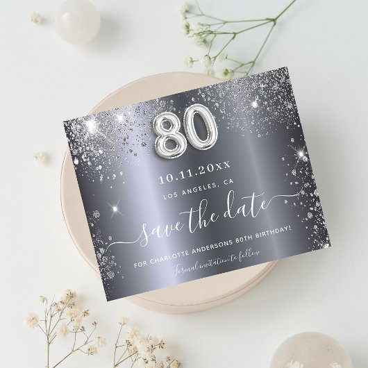Papier Budget 80e anniversaire argent parties scintillant