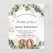 Papier Budget 80e anniversaire eucalyptus parties scintil (Devant)