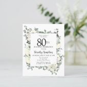 Papier Budget 80e anniversaire Invitation florale blanche (Debout devant)