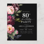 Papier Budget 80e anniversaire Moody Floral Invitation (Devant)