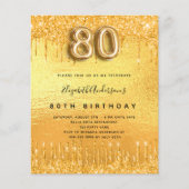 Papier Budget 80e anniversaire parties scintillant d'or i (Devant)