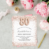 Papier Budget 80e anniversaire rose or blanc invitation