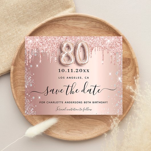 Papier Budget 80e anniversaire rose parties scintillant e