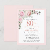 Papier Budget 80e anniversaire Surprise Party rose Floral (Devant / Derrière)