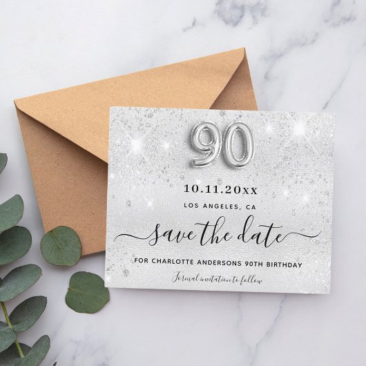 Papier Budget 90e anniversaire argent parties scintillant