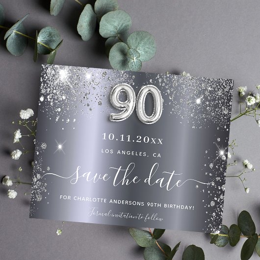 Papier Budget 90e anniversaire argent parties scintillant
