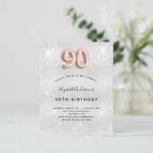 Papier Budget 90e anniversaire argent rose or invitation (Debout devant)