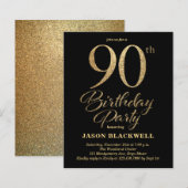 Papier Budget 90e anniversaire Invitation de fête (Devant / Derrière)