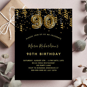 Papier Budget 90e anniversaire leopard d'or noir invitati