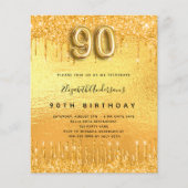 Papier Budget 90e anniversaire parties scintillant d'or i (Devant)