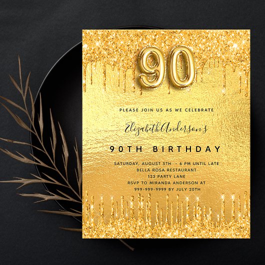 Papier Budget 90e anniversaire parties scintillant d'or i