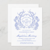 Papier BUDGET 95e anniversaire Crête florale bleue (Devant / Derrière)