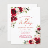 Papier BUDGET 95e anniversaire Rose rouge Invitation (Devant / Derrière)