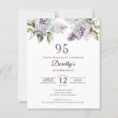 Papier BUDGET 95e fête d'anniversaire Purple Lilac Floral (Devant)