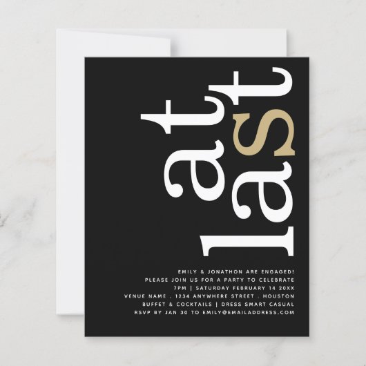 Papier BUDGET À Dernier QR Code Blanc Gold Black Fiançail (Devant)