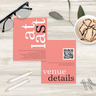 Papier BUDGET À Dernier QR Code Coral Engagement Party