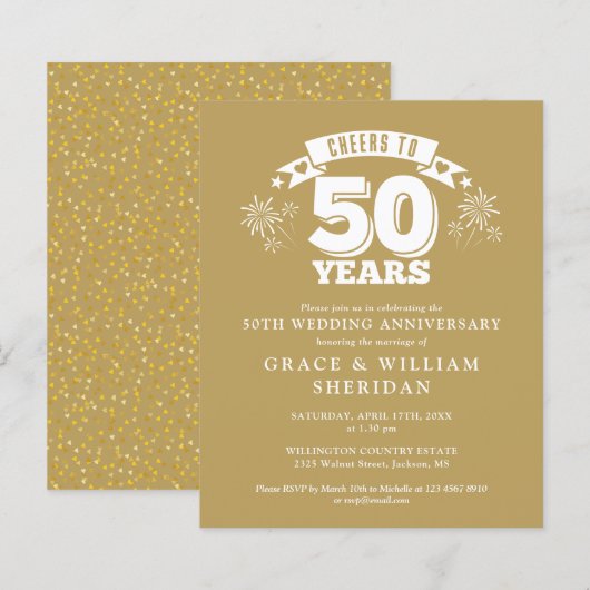 Papier Budget À L'Invitation Du 50E Anniversaire (Devant / Derrière)