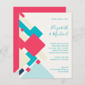 Papier Budget Abstrait Corail Turquoise Rouge Mariage Inv (Devant / Derrière)
