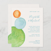 Papier Budget Abstrait Coral vert Aqua Mariage Invite (Devant / Derrière)