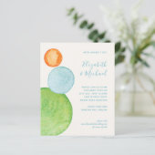 Papier Budget Abstrait Coral vert Aqua Mariage Invite (Debout devant)