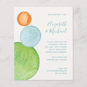 Papier Budget Abstrait Coral vert Aqua Mariage Invite