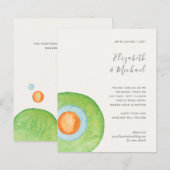 Papier Budget Abstrait Coral vert Aqua Mariage Invite (Devant / Derrière)
