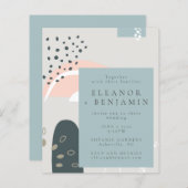 Papier Budget Abstrait Formes Pastel Grey Mariage Invitat (Devant / Derrière)