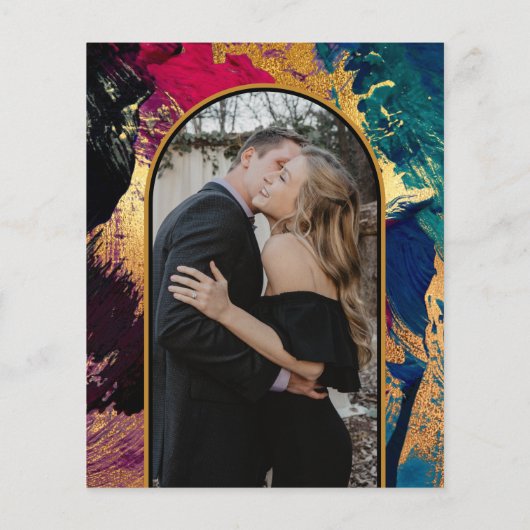 Papier Budget abstrait or arche faire-part de mariage PHO (Dos)