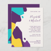 Papier Budget Abstrait Purple Turquoise Mariage Jaune Inv (Devant / Derrière)