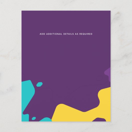 Papier Budget Abstrait Purple Turquoise Mariage Jaune Inv (Dos)